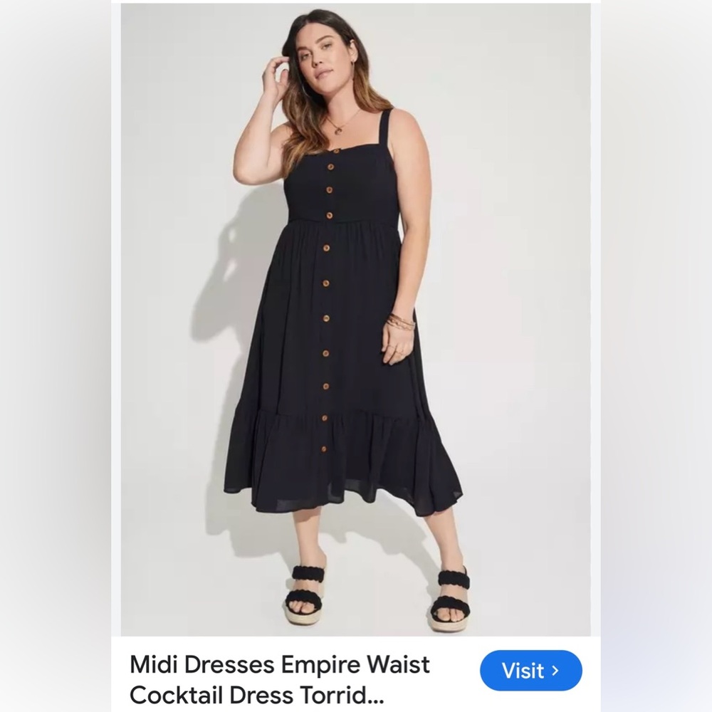 Torrid Black Midi Chiffon Dress. Size 2